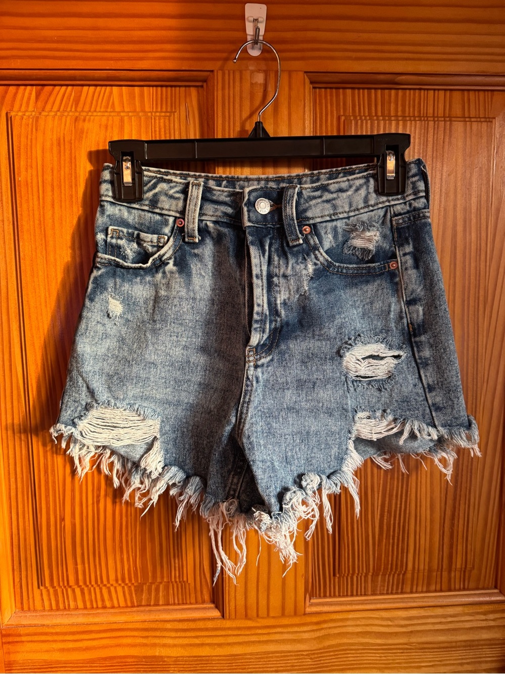 Wild Fable Distressed High-Waist Denim Shorts - Blue